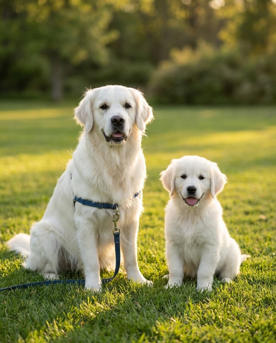 Beautiful PupBlend portrait showing a dog's journey from puppy to adult